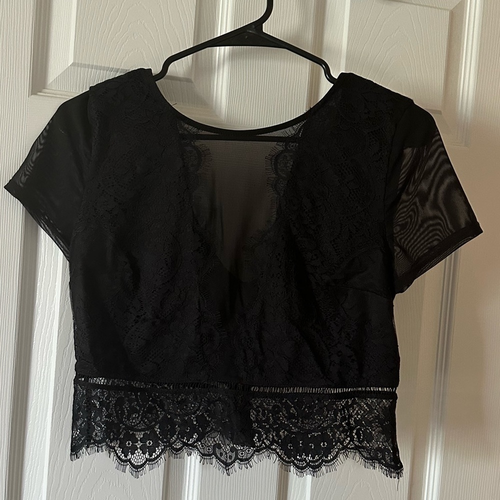 Small Lace and Mesh Cropped Top
